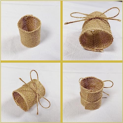 Natural Burlap Napkin Rings Set of 200 pcs with Jute Rope,Disposable Napkin Bands Bulk,Rustic Serviette Ring for Tables,Decorations,Wedding,Dinner,Country Party Decor - Image 6