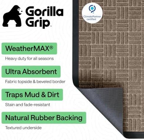 GORILLA GRIP WeatherMAX Door Mat, Indoor Outdoor Use, 72x24, Beige Maze - Image 2