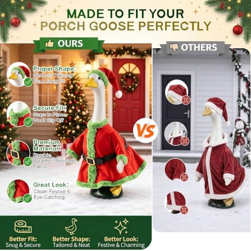 8 Sets Porch Goose Outfits Clothes All Seasons Bundle for Halloween Christmas Valentines Day Easter 4th of July Thanksgiving St. Patrick's Day Statue of Liberty for 23 inch Porch Goose Lawn Yard Decor - Image 4