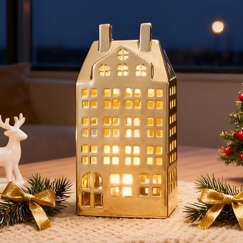 DN DECONATION Christmas Village House Decorations, Light Up House Decor by DNDECONATION