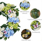 Valery Madelyn 24" Hydrangeas Spring Summer Wreaths for Front Door - Image 6