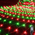 WATERGLIDE Outdoor Christmas Net Lights, 12FT x 5FT 360 LED Mesh String Light with 8 Lighting Mode, Connectable Waterproof Lights for Garden Tree Bushes, Holiday Wedding Party Decoration, Red & Green by WATERGLIDE