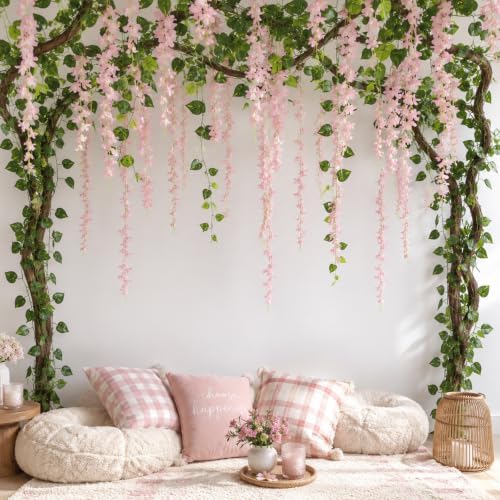 Enchanted Jungle Theme Decoration Set Artificial Pink Wisteria Vines - Image 6