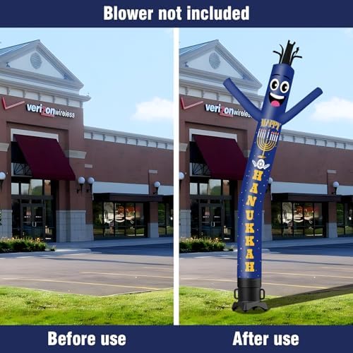10FT Tall Hanukkah Inflatable Tube Man (12''Diameter) Wacky Wavy Dancing Guy for Outdoor Decoration Advertising Business Promotion - Happy Hanukkah (Blower Not Included) - Image 5