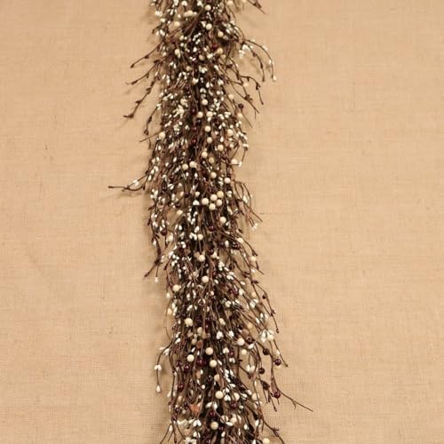 60" Pip Berry Garland - Artificial Spring and Summer Decorative Garland with Burgundy Cream Berries, Perfect for Front Door, Mantel, Centerpiece and Table Display Seasonal Décor - Image 2