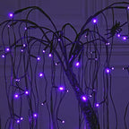 24Inch Halloween Lighted Willow Tree Bonsai Light 80 Purple LED Lights Table Top Lamp Artificial Tree Desk Decor with 4 Spiders Adapter Plug in/Battery Powered for Christmas Nativity Decoration - Image 5