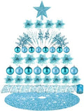 Realspring 72 Pieces Christmas Tree Ornament Set Xmas Assorted Decorations Bulk Glitter Poinsettia Berry Picks Topper Star Sequin Tree Skirts for Home Wreaths Holiday Party Favors (Light Blue) by Realspring