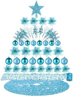 Realspring 72 Pieces Christmas Tree Ornament Set Xmas Assorted Decorations Bulk Glitter Poinsettia Berry Picks Topper Star Sequin Tree Skirts for Home Wreaths Holiday Party Favors (Light Blue) by Realspring