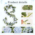 Findosom Total 12.4Ft Artificial Flowers Garlands for Decoration, Blue - Image 7