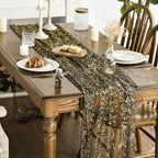 Artoid Mode Black Gold Gauze Table Runner 120 Inch 10Pcs, Glitter Metallic Foil Sheer Dining Wedding Anniversary Holiday Birthday Table Decor for Home Party - Image 3