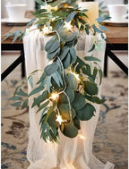 FiveSeasonStuff Eucalyptus and Willow Garlands with 80 LED Star String Lights, 2 Artificial Greenery Vines, Battery-Powered Fairy Lights for Mantels and Wall Displays - Image 2