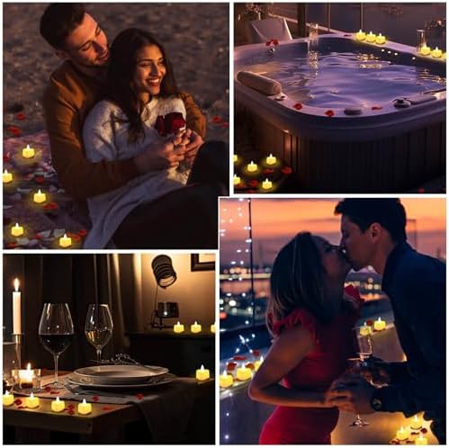 Acejoz Rose Petals and Candles Set, 6000 Pieces Fake Rose Petals and 72 Pieces Heart Candle Lights for Bedroom Romantic Decorations for Special Night, Wedding, Anniversary, Valentines Day - Image 7