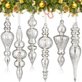 Soaoo 6 Pcs 6.3 in Silver Mercury Glass Finial Christmas Ornaments by Soaoo
