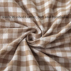 Silnuo 2 Pack Taupe/White Plaid Ruffle Throw Pillow Covers 24"x24" - Image 6