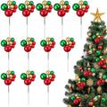 Daifunli 12 Pcs Red Green and Gold Christmas Tree Picks 7.87 Inch Christmas Balls Ornaments Xmas Decorations for Xmas Tree Topper DIY Wreath Holiday Floral Vase Fillers Crafts Home Decor by Huiinen