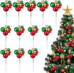 Daifunli 12 Pcs Red Green and Gold Christmas Tree Picks 7.87 Inch Christmas Balls Ornaments Xmas Decorations for Xmas Tree Topper DIY Wreath Holiday Floral Vase Fillers Crafts Home Decor by Huiinen