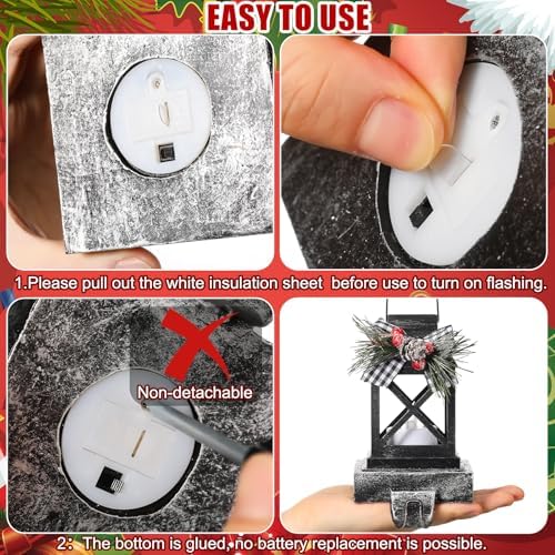 Therwen 2 Pcs Christmas Stocking Holders Lantern, LED, Elk, Black - Image 3