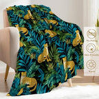 Tropical Leopard Fleece Blanket - Lightweight Soft Cozy Gifts Throw for Nature Lovers,Kids,Women,Men,Exotic Jungle Amongst Lush Greenery Blankets,Wild Boho Home Room Modern Art Decor 50x60in - Image 3