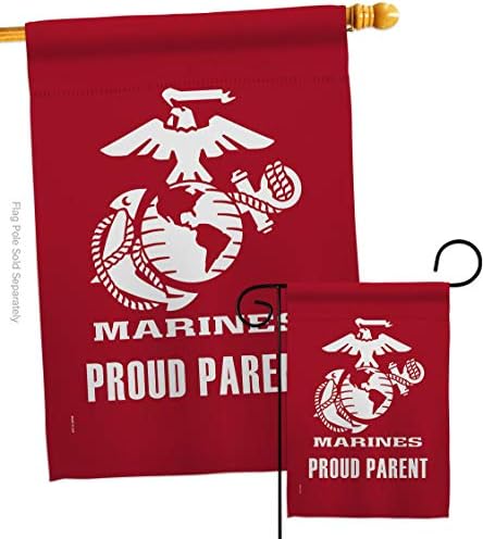 Proud Marine Parent Garden House Flag - Set Armed Forces Corps USMC Semper Fi United State American Military Veteran Retire Official - Banner Small Yard Gift Double-Sided Made in USA 28 X 40 by Unknown