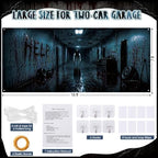 WovWeave 7 x 16 Ft Halloween Garage Door Cover Banner, Horror Basement - Image 2