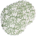Ridhi Bo-ho Round Place Mat Double Layer Floral Cotton Washable Placemats 15" Round Embroidery Block Print Table Mat (Pack of 4-15 Inch Round, Sage Green) by Ridhi