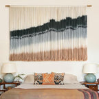 Macrame Wall Hanging Dip Dyed Large Wall Tapestry Woven Art 57''W*35''L by IOWER