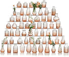 Glass Bud Vase Set of 60 - Small Vases for Flowers in Bulk - Assorted Vintage Crystal Vases for Flowers, Table Centerpieces (Amber, 60 Pcs) by Ulodimi