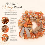 24 Inch Fall Wreaths for Front Door, Pumpkin Wreath - Image 2