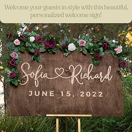 Personalized Favors Wood Wedding Welcome Sign, Design 3, Rectangular or Round, 16x24 inches, 5 Color Options - Image 3