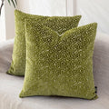 FIFU 22x22 Inch Throw Pillow Covers Set of 2, Jacquard Velvet, Olive Green by FIFU