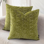FIFU 22x22 Inch Throw Pillow Covers Set of 2, Jacquard Velvet, Olive Green by FIFU