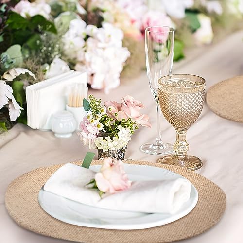 Yunlly Set of 48 Burlap Placemats Bulk 15 in Round Woven Placemat, Brown - Image 3