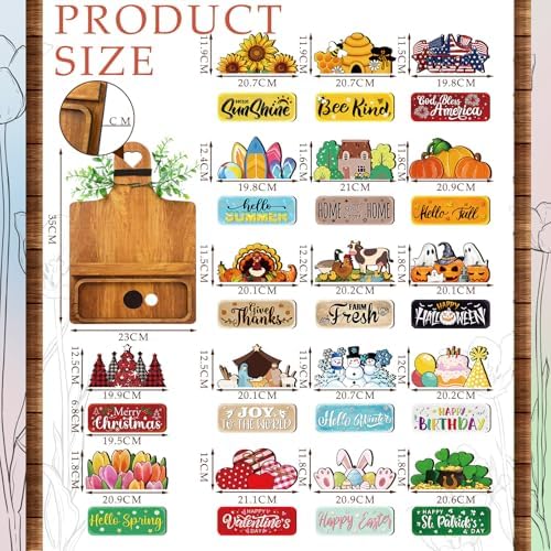 GlikCeil 37 Pcs Interchangeable Seasonal Decor Farmhouse Breadboard - Image 3