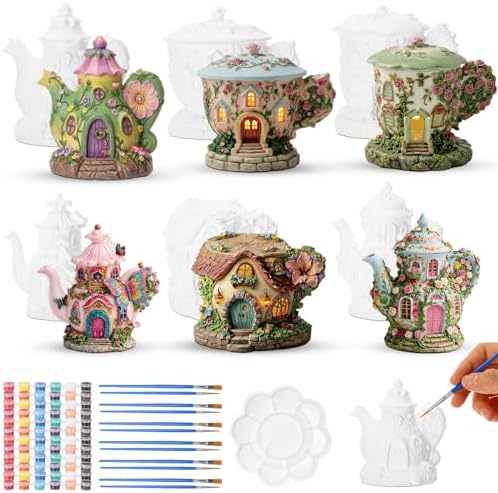 Thyle 6 Set 5 Inch Ceramic Fairy House to Paint by Thyle