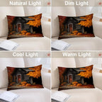 Batmerry Autumn Maple Forest Pillowcases, Pumpkins Cabins Fallen Leaves Decorative Bed Pillow Cover with Hidden Zipper Soft Blended for Hair and Skin 20X26 in - Image 5