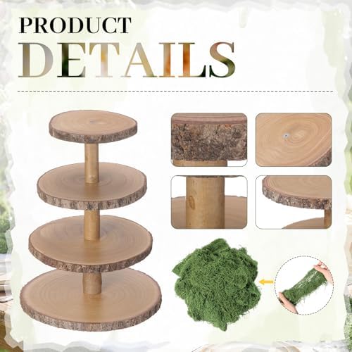 Wenqik 4 Tier Wooden Wedding Cupcake Stand Dessert Display, Straight Tiered - Image 3