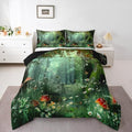Erosebridal Magical Comforter Set King Size, Mushroom Bedding Set for Girls Women Kids Teens, Daisy Leaves Branches Sunset Nature Duvet Insert, Cute Style Soft Warm Quilted Duvet Bedroom Decor, Green by Erosebridal