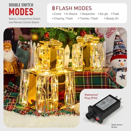Set of 3 Valentines Day Lighted Gift Boxes,Outdoor Indoor Holiday Decorations,Plug-in 65 LED Light Up Present Boxes for Indoor Outdoor Home Yard Lawn Holiday Wedding Birthday Party Decor - Image 2
