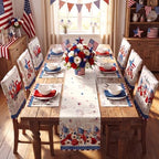 Newtay 13 Pcs 4th of July Table Runner Placemats and Dining Chair Cover Set Patriotic Red White Blue Decoration for 250th Anniversary Memorial Independence Day Kitchen Dining Home Party Decor(Vintage) - Image 6