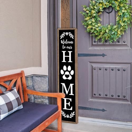 Welcome To Our Home Standing Sign 45"X9" Wood Black - Image 3