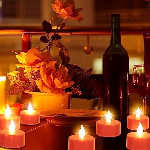 100 Pack Flameless LED Tea Lights Candles Flickering 200+ Hours Red - Image 3