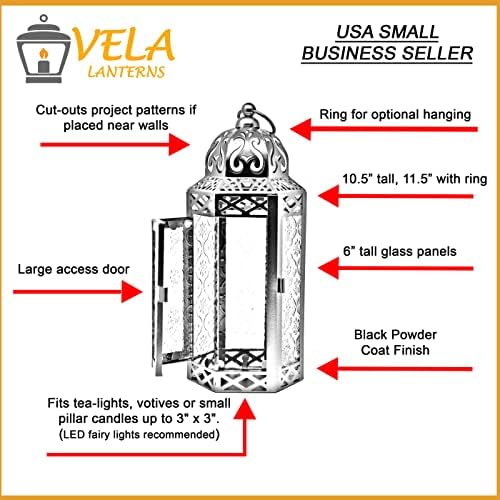 Vela Lanterns Decorative Indoor Moroccan Candle Holder, Clear, M, 3-Pack - Image 3