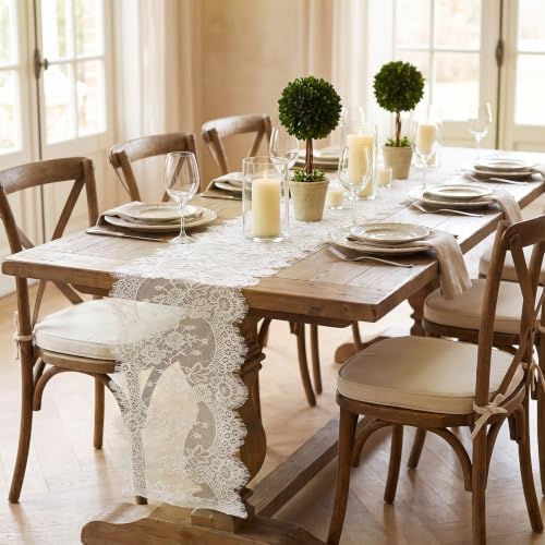 12 Pack Beige Lace Table Runners Beige Rustic Lace Fabric Table Runners - Image 3