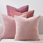 Topfinel Throw Pillow Cover 4pc Set - Multi Pink Combo - 26" x 26" Solid Cozy Corduroy Square Accent Decorative Cushion Case for Couch Sofa Chair Bed & Home, Only Covers by Topfinel