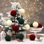 Simgoing 15 Pcs Velvet Christmas Ornaments 3.15'' Red Green Cream - Image 2