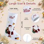 Personalized Christmas Stockings with Embroidered Name,White Canvas Stockings with Chenille Embroidered Santa Claus,Snowman or Gingerbread Man Pattern for Family & Holiday Decor(4 Pack) - Image 3