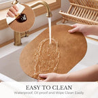 MOSAYT Vinyl Faux Leather Oval Placemats, Set of 6, Reddish Brown - Image 5
