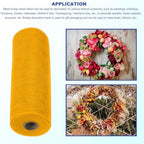 MECCANIXITY 3pcs 10 Inch Poly Burlap Mesh for Wreath, Decorative Mesh Fabric Ribbon 10 Yard for Fall Easter Christmas Flower Bow, Deep Yellow - Image 5