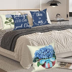 Blue Flowers Throw Pillow Covers 26"x26" Set of 4, Spring Outdoor Pillow Covers Home Decorative Floral Printed Cushion Covers for Couch Sofa Bedroom Farmhouse Livingroom Garden Patio Car - Image 7