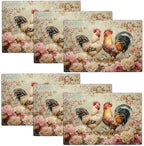 Farmhouse Rooster Placemats Set of 6 Rustic Chicken Flowers Table Mats Farm Country Place Mats Decor Imitation Linen Heat Resistant Tablecloth for Dining Decoration Kitchen Party Restaurants 12''x18'' by gkmaolt